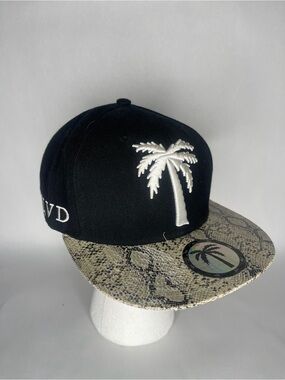 Men’s BLVD snake skin palm tree flat bill baseball cap hat